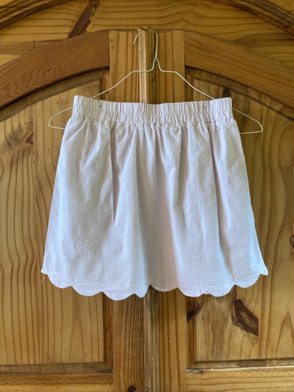 Girls Freestyle Revolution pink white striped seersucker skirt - size L